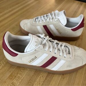adidas Gazelle Cream and Red Sneakers